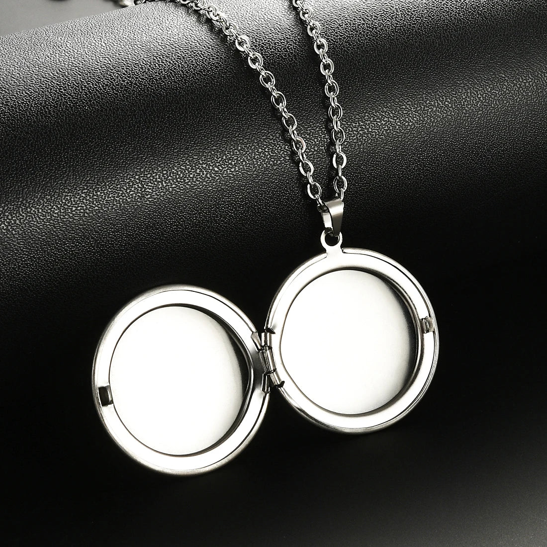 1Pc Stainless Steel Round Photo Frame Locket Pendant Necklace For Men Women S/M/L Mirror Polish Openable Memorial Chain Jewelry