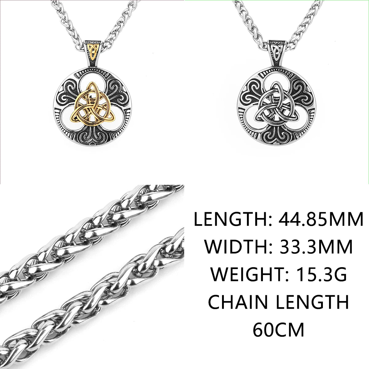 Stainless Steel Vintage Viking Mixed Gold Color Odin Rune Necklace Men Celtic Knot Amulet Pendant Nordic Jewelry as