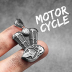 Motorcycle Engine Pendant — Stainless Steel