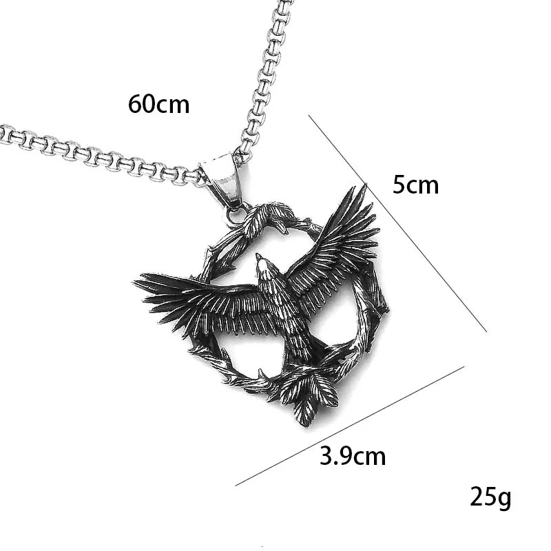 Silver Eagle Pendant Necklace Box Chain