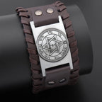 Trendy Totem Design Six-pointed Star Bracelet Men's Bracelet New Fashion Leather Woven Viking Accessorie Party Jewelry Wholesale