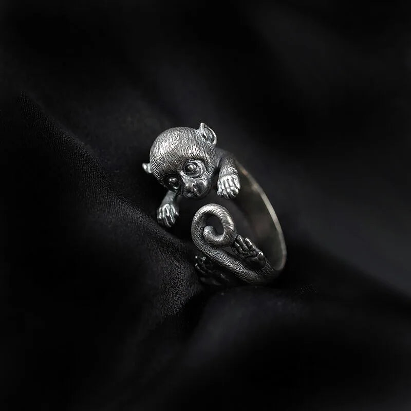 New Arrival Vintage Monkey Animal Design Thai Silver Unisex Party Ring Jewelry For Women Men Birthday Gifts