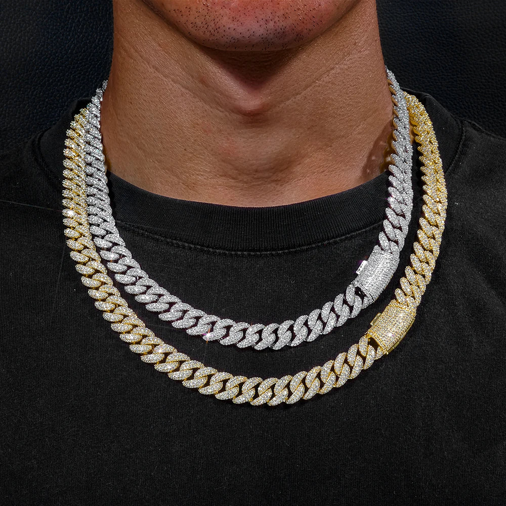 ESKEEM Hip Hop Jewelry Gift 925 Sterling Silver Moissanite/CZ Necklace Iced Out Diamond Personalized Cuban Link Chain