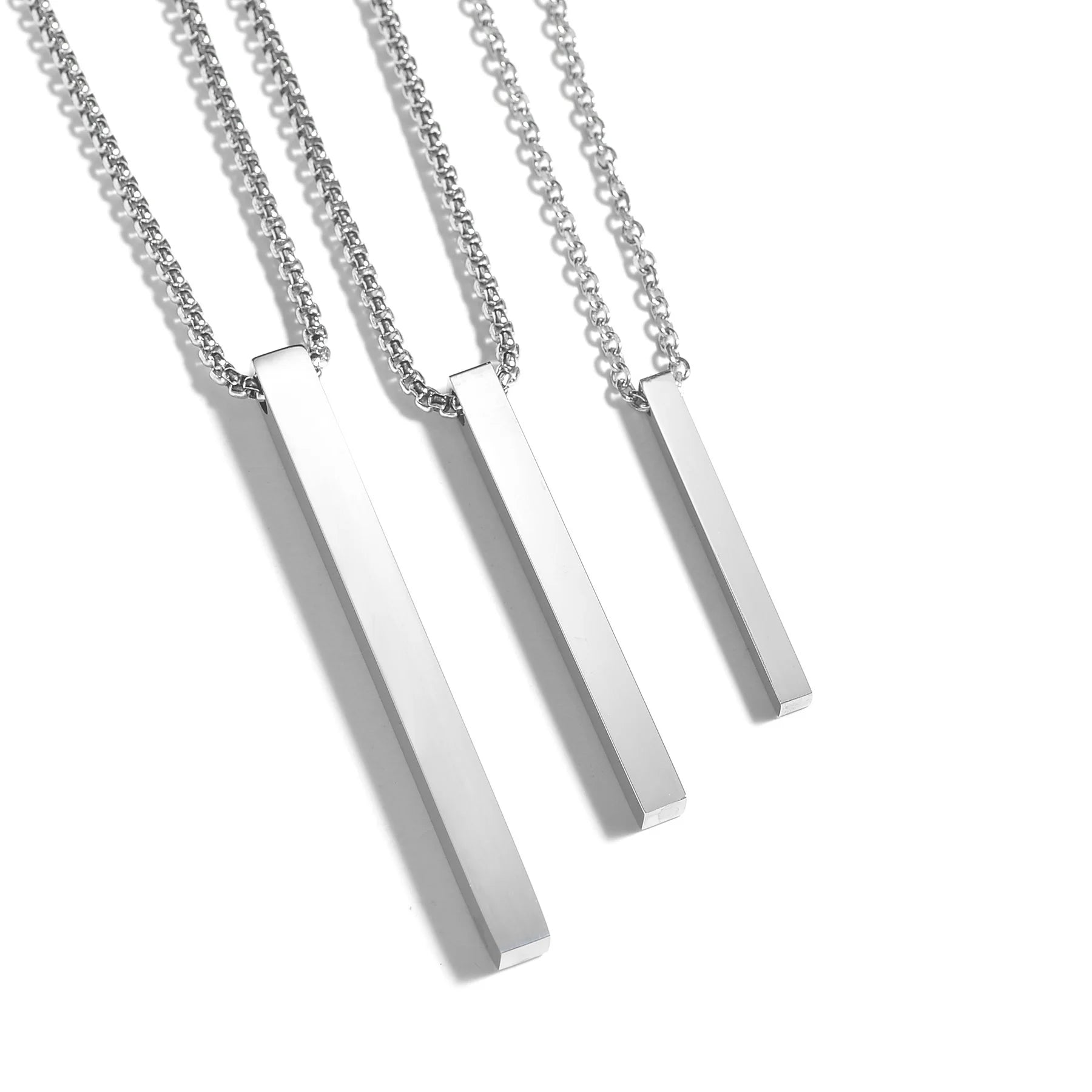 Minimal Wishing Bar Pendant Necklace — Stainless Steel