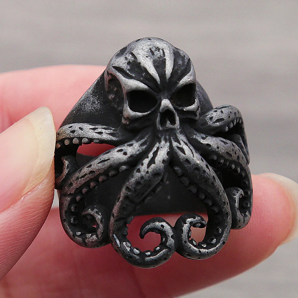 Pirate Skull Octopus Ring — Stainless Steel