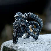316L Stainless Steel Skull Sheep Steampunk Ring