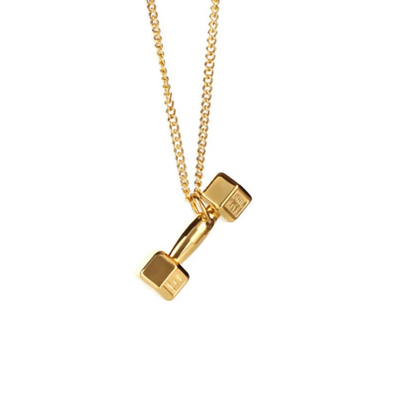 Silver Minimal Dumbbell Pendant Necklace