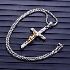 Stainless Steel Titanium Cross Jesus Christ Human Pendant Hip Hop Collar Chain Necklace for Women Men Gift Fashion Jewel