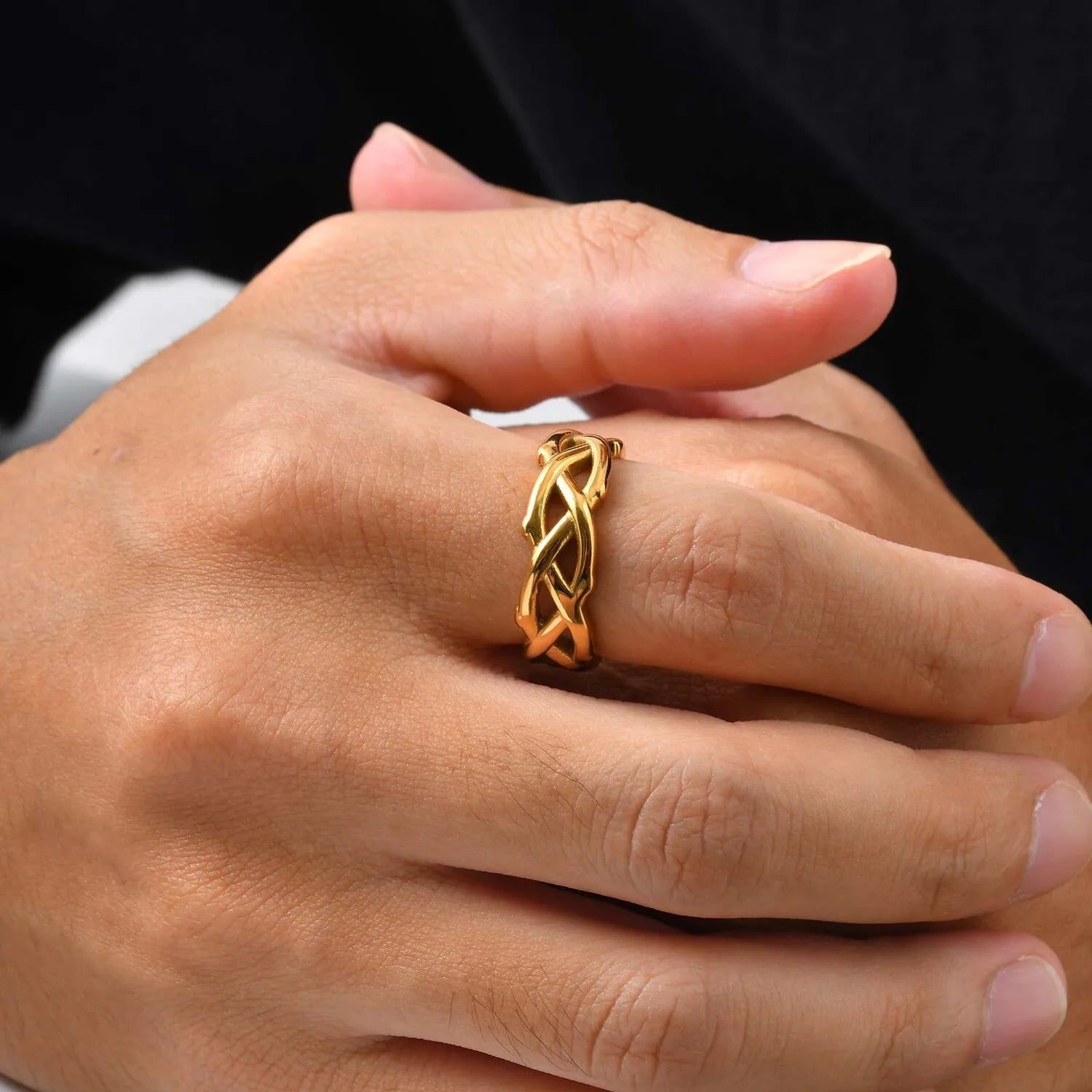 Crown Thorn Branch Ring — Stainless Steel