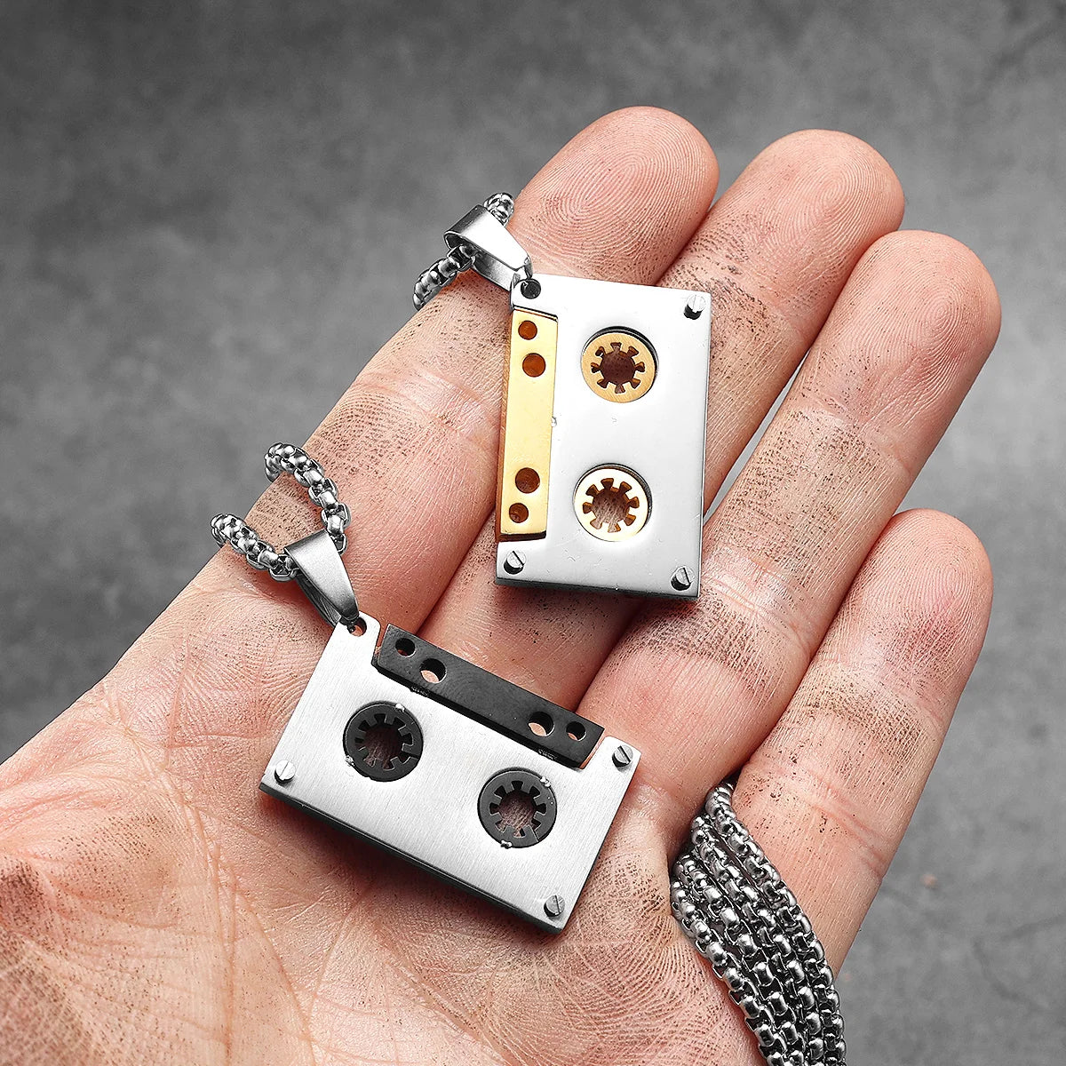 Music Player Tape Stainless Steel Jewelry Men Simple Necklace With Pendant For Male Women PunkHip Hop Accessories Gift Wholesale