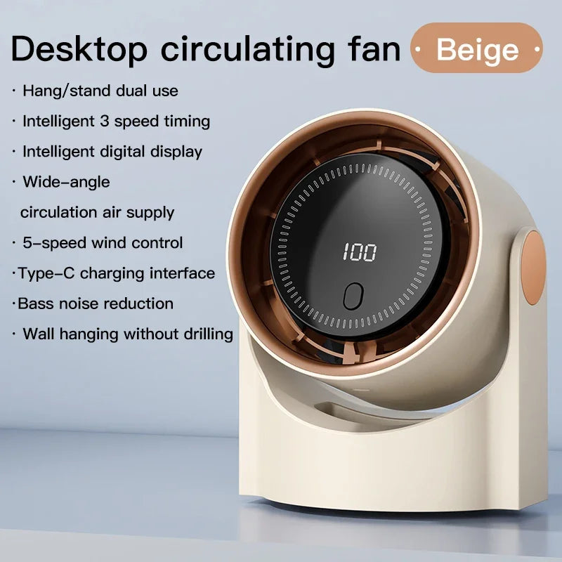 XIAOTREE Smart Electric Fan 100 Speed Bladeless Fan USB Charging Desktop Silent Wall Mounted Air Conditioner Office
