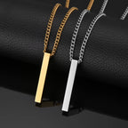 High Quality Stainless Steel Square Pendant Necklace for Men Women Blank Bar Couple Necklace Birthday Christmas Jewelry Gift
