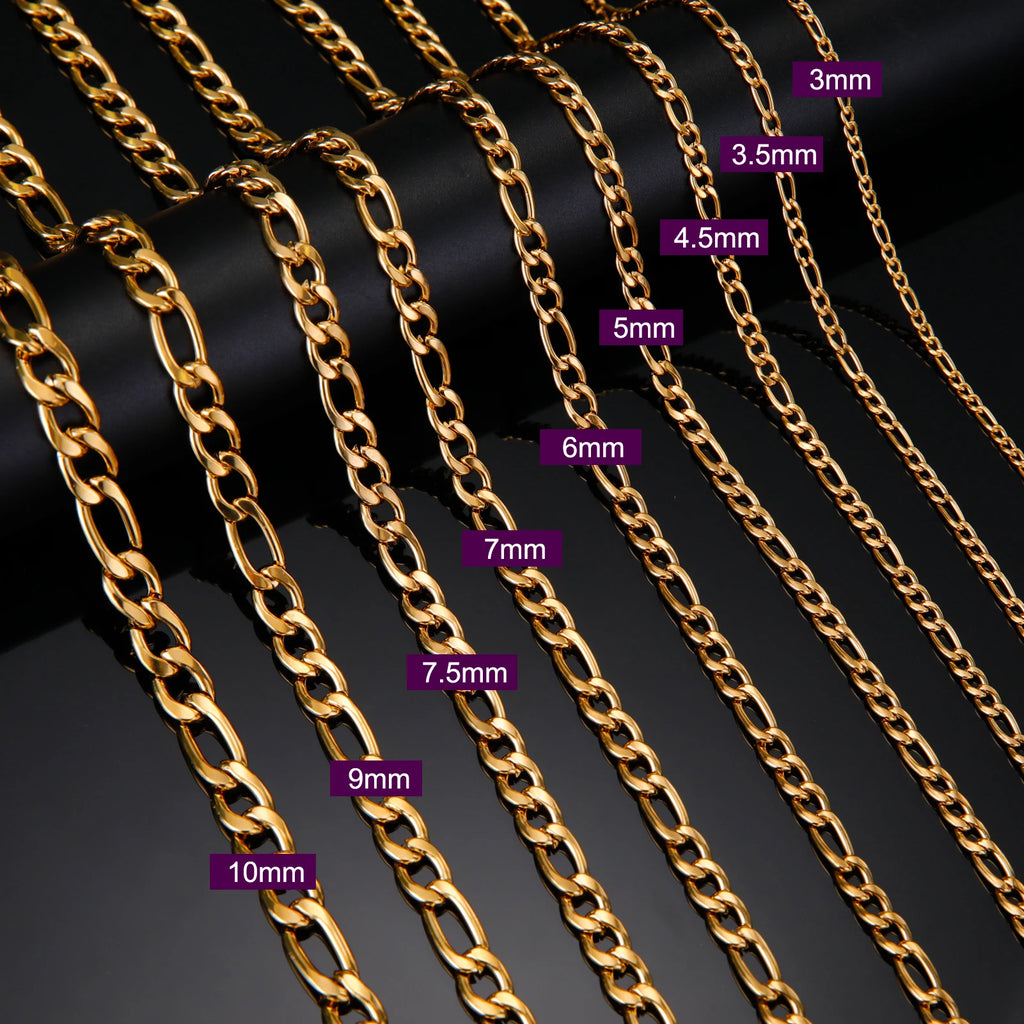 Skyrim Figaro Chain Necklace for Men Women Stainless Steel Gold Color Basic Punk Long Thick Link Chains Jewelry Gift Wholesale