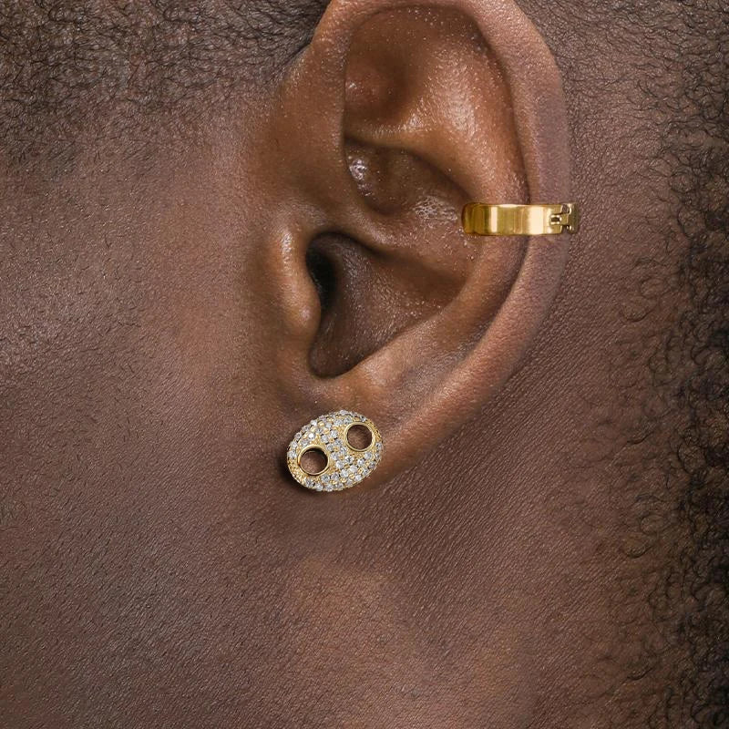 Iced Out Pig Nose Stud Earrings Stainless Steel