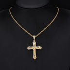 Iced Out Jesus Crucifix Pendant Necklace Chain Set — Two-Tone