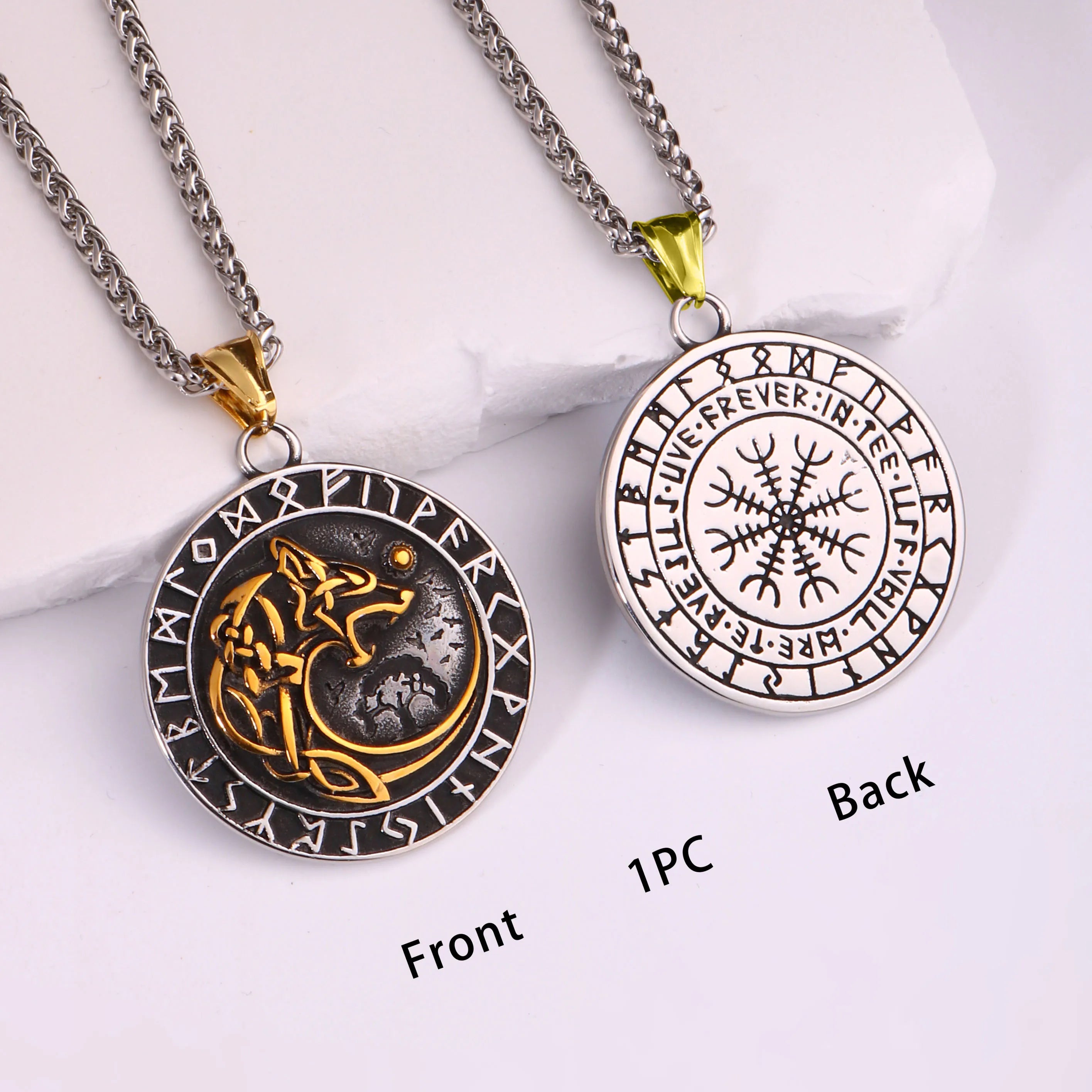 Viking Dragon Stainless Steel Pendant Necklace