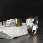 Nordic Hammer Ring Silver Inlaid Copper Viking Rune Silver Jewelry