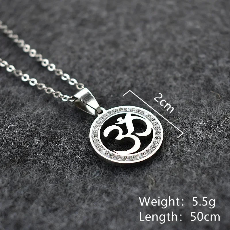 Iced Out OM Pendant Necklace — Stainless Steel