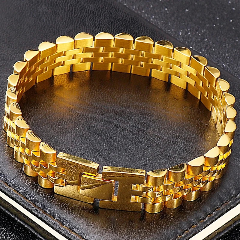 Stainless Steel Bracelet for Man Women 10MM Wide Length Adjustable Link Chain Men's Bracelets Jewellery Mannen Armband
