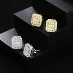Iced Out Zircon Stud Earrings — Gold