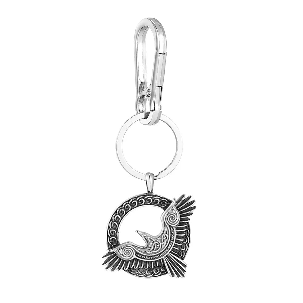 Vintage Viking Raven Pendant Necklace Nordic Circular Hollow Amulet For Men Women Daily Punk Casual Fashion Jewelry Accessories