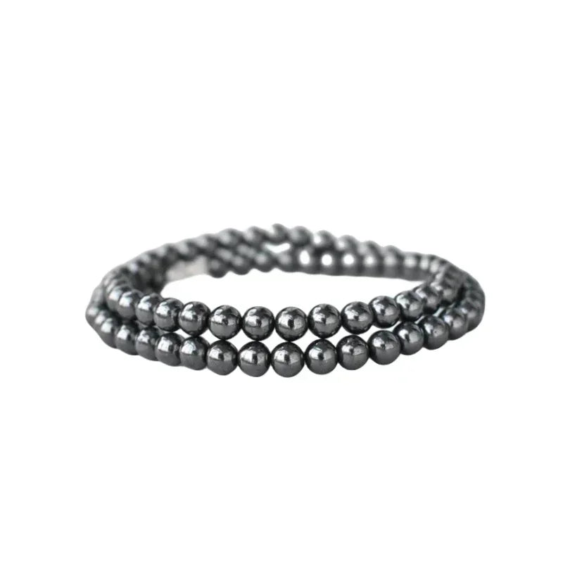Hematite Obsidian Triple Protection Necklace — Zinc Alloy, 6mm