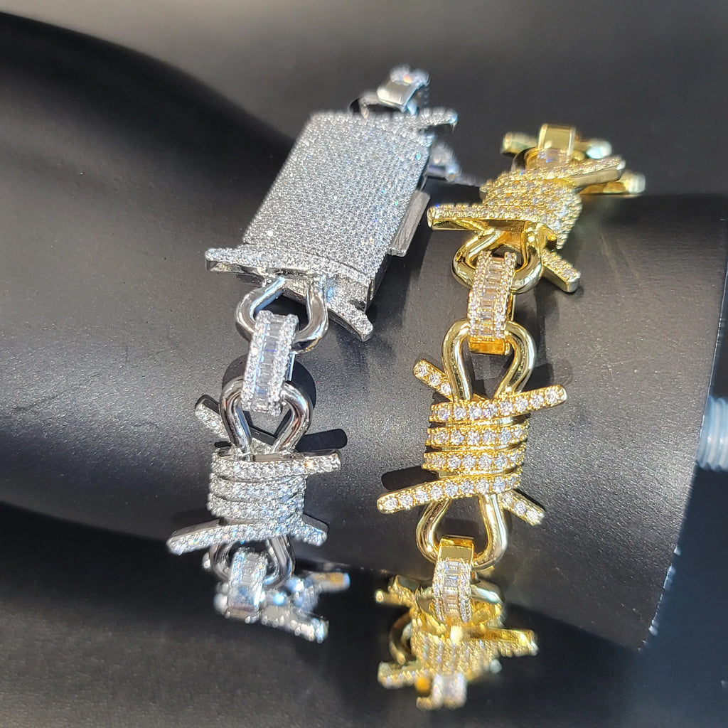Fully Icy Bracelet Personalized Spike Necklace Gothic Jewelry Gifts For Him Her Infinite Link Chain Party Accessories