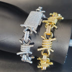 Fully Icy Bracelet Personalized Spike Necklace Gothic Jewelry Gifts For Him Her Infinite Link Chain Party Accessories