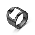 Fashion Stainless Steel Men Bottle Opener Rings Western High Quality Simple Titanium Steel Black White Ring For Friend Jewelry