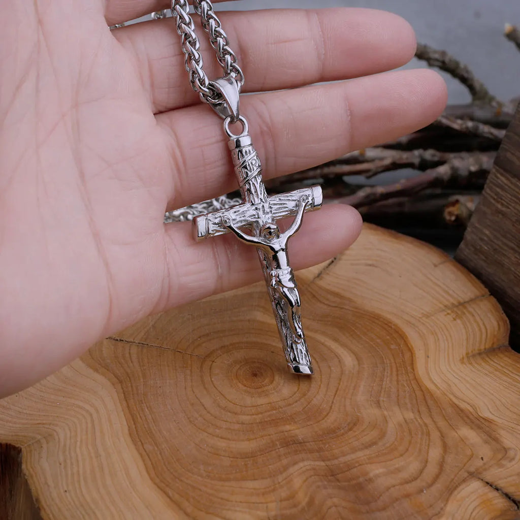 Jesus Cross Pendant Necklace — Stainless Steel