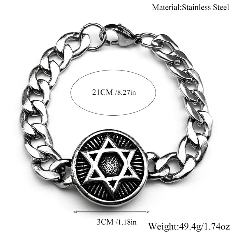 Star Steel Bracelet Judaism Israel Hexagram Jewish