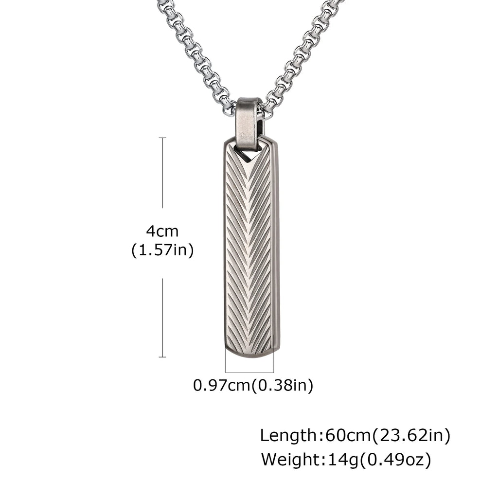 Sunburst Long Bar Pendant Necklace — Stainless Steel