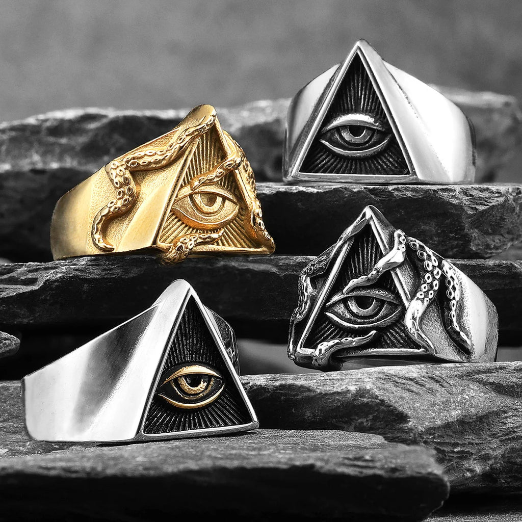 Freemason Illuminati Triangle Ring — Stainless Steel
