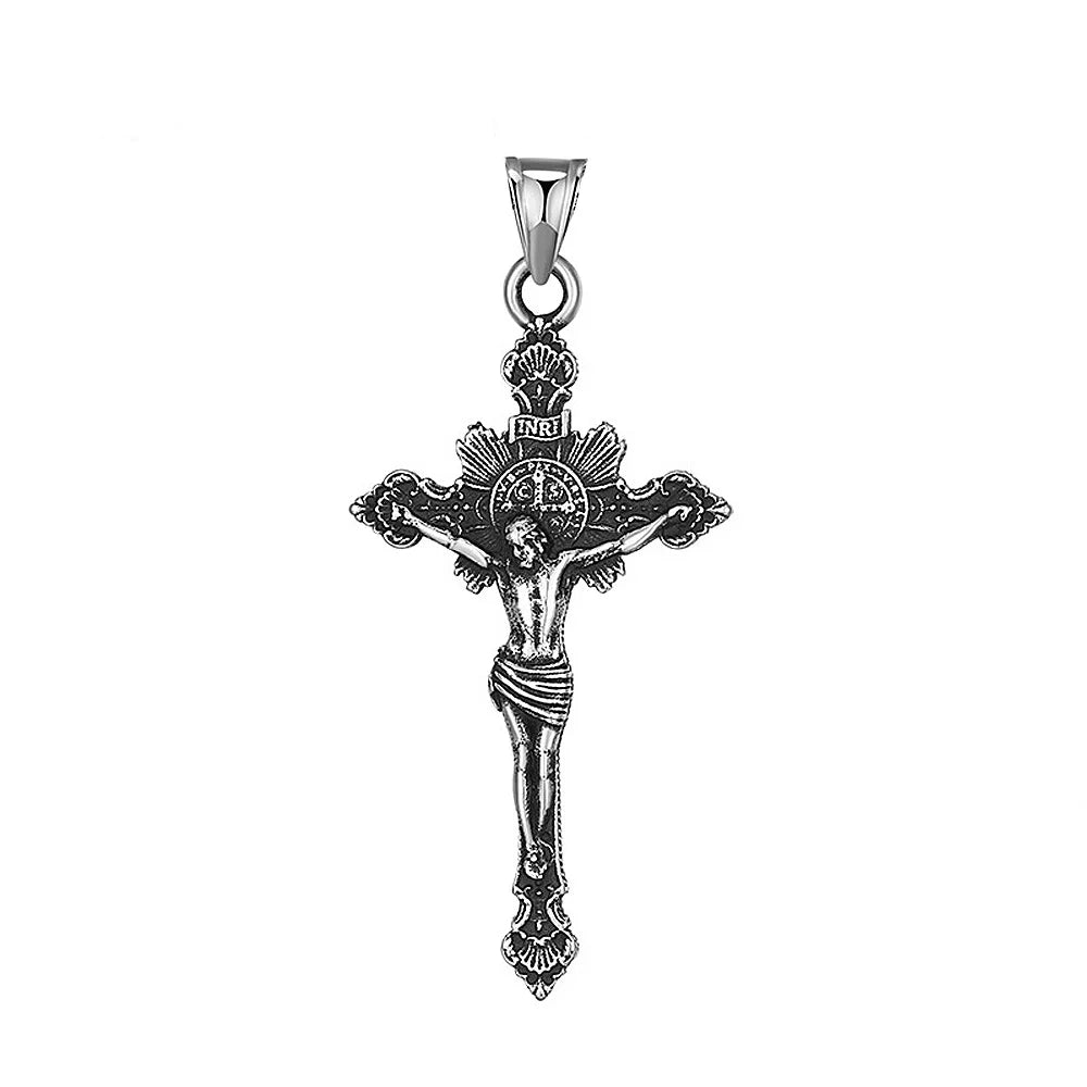 Catholic Cross Jesus Pendant — Stainless