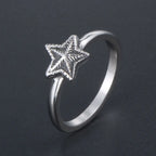 1Pcs Non-Fading Stainless Steel Cross-Border Five-Pointed Star Men's Ring Punk Hip-Hop Jewelry