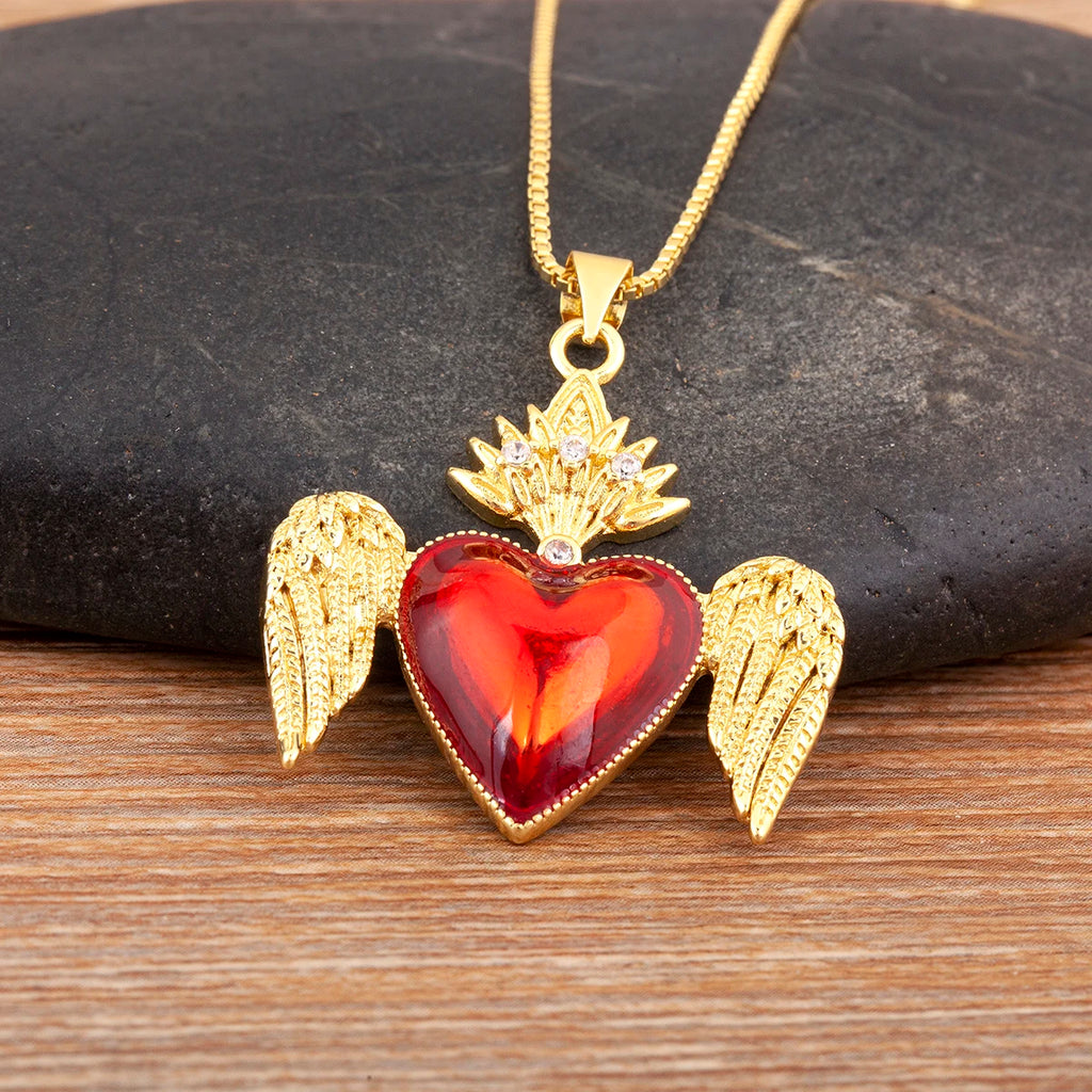 Iced Out Sacred Heart Pendant Necklace