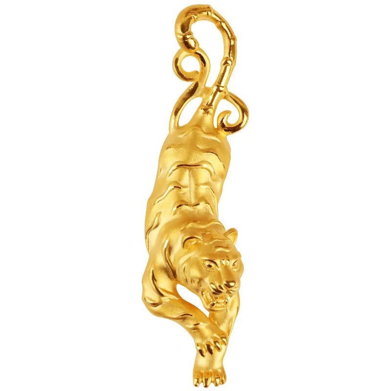 14k Gold Tiger Pendant Bracelet Necklace for Men Female Open Fashion Sutra Bracelet Bangle Engagement Wedding Fine Jewelry Gifts