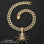 Bold Hip Hop Cuban Chain Necklace with Spider Pendant – Trendy Men's Gothic Jewelry, Punk Streetwear Accessory