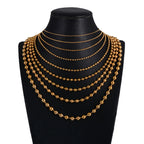 1PC wide1.2-6mm Gold 18K Plated Stainless Steel Ball Chain Necklace For Pendant or Dog Tags Chains Jewelry Making