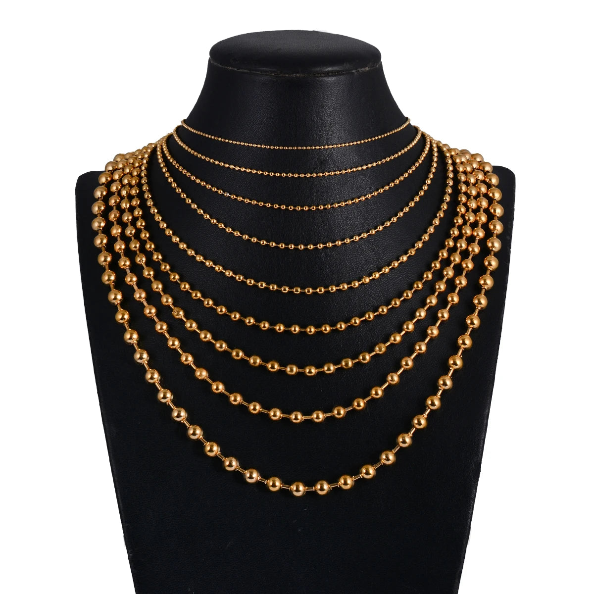 1PC wide1.2-6mm Gold 18K Plated Stainless Steel Ball Chain Necklace For Pendant or Dog Tags Chains Jewelry Making
