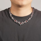 UWIN Iced Out Silver Color Red Eyes Chain Necklaces for Women Men Thrilled Claws Cubic Zirconia Hip Hop Jewelry for Gift