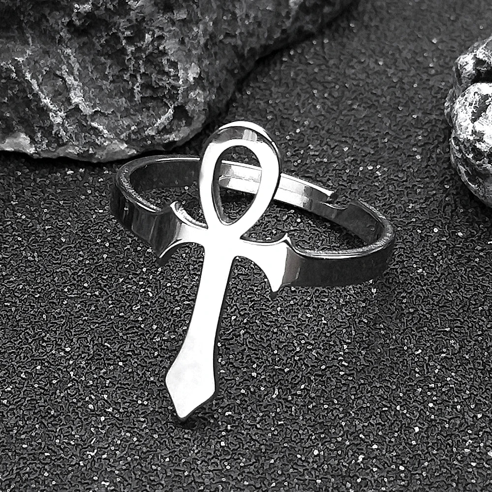 Ankh Cross Ring — Stainless Steel