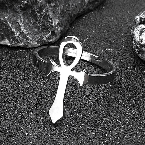 Ankh Cross Ring — Stainless Steel