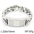Heavy Chunky Cuban Link Chain Bracelet Jewelry High Quality Stainless Steel Zircon Bracelet Men Accessories