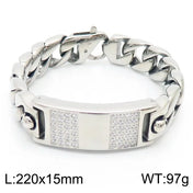 Heavy Chunky Cuban Link Chain Bracelet Jewelry High Quality Stainless Steel Zircon Bracelet Men Accessories