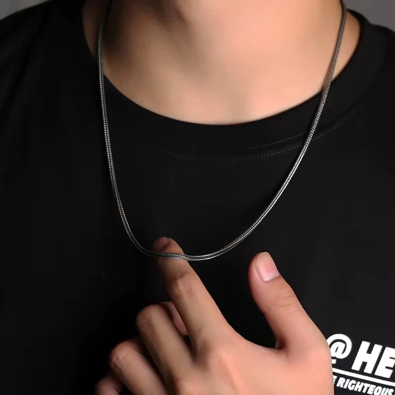 Snake Silver Pendant Necklace 3mm