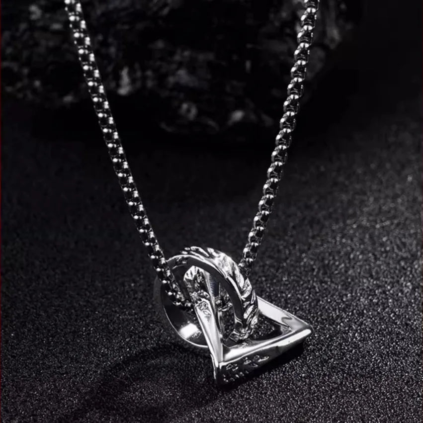 Geometric Triangle Circle Pendant Necklace — Box Chain