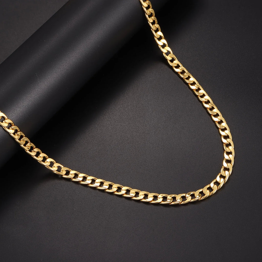 Luxury 24K 9999 Pure Gold real gold Men Women 6mm 8MM Necklace Cuban Chain Hip Hop Punk Necklace