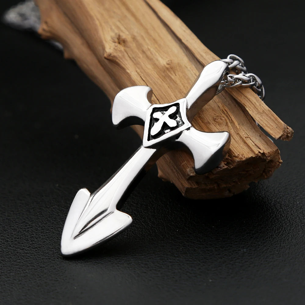 Templar Cross Steel Pendant Vintage Punk Knight