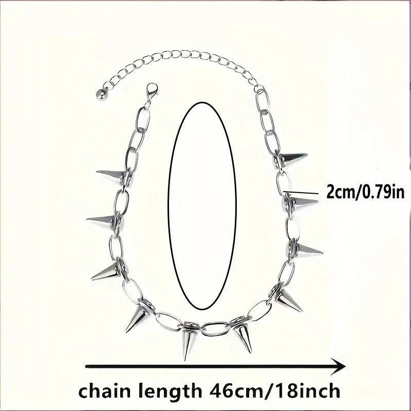 Studded Spikes Choker Necklace — Stainless Steel